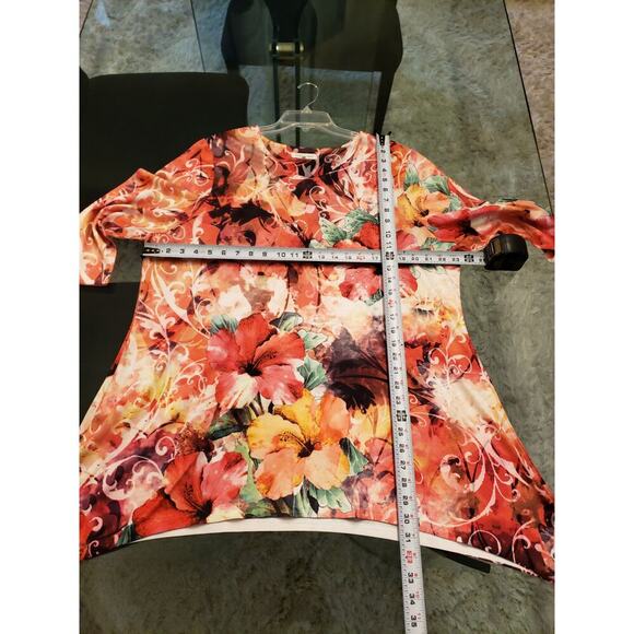 Indigo Soul Tunic Top Womens 1X Multicolor Floral Print Boho Blouse Stretchy - Picture 10 of 10